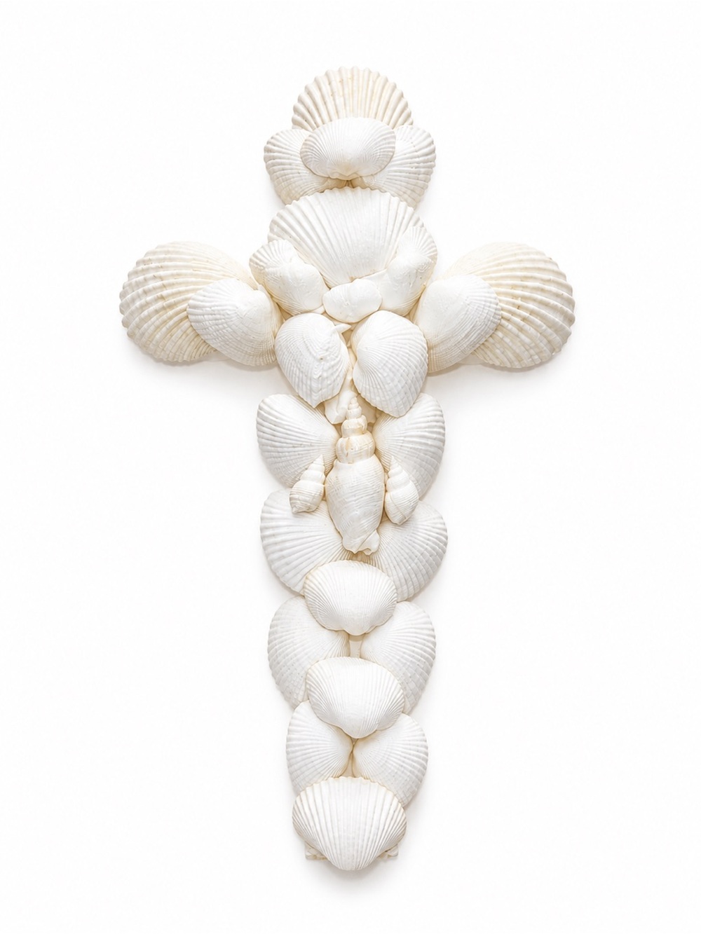 White Seashell Cross Wall Decor